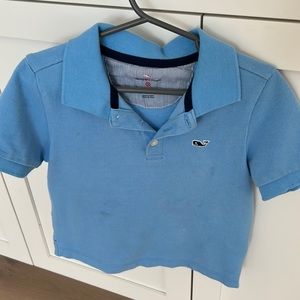 Vineyard Vines Boys Light Blue Polo with Navy Trim